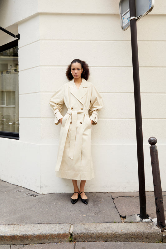 Penelope double-breasted cotton trench coat