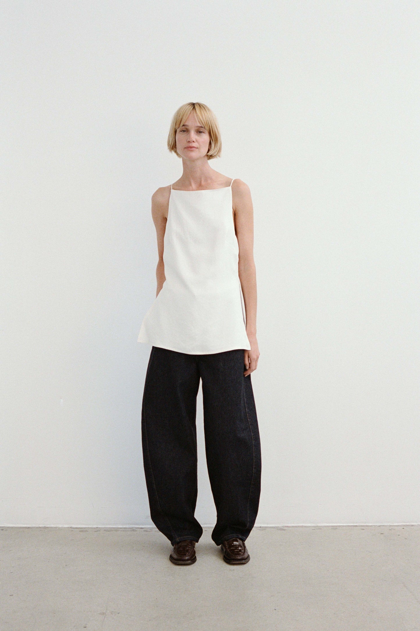 Lila crinkled-satin top