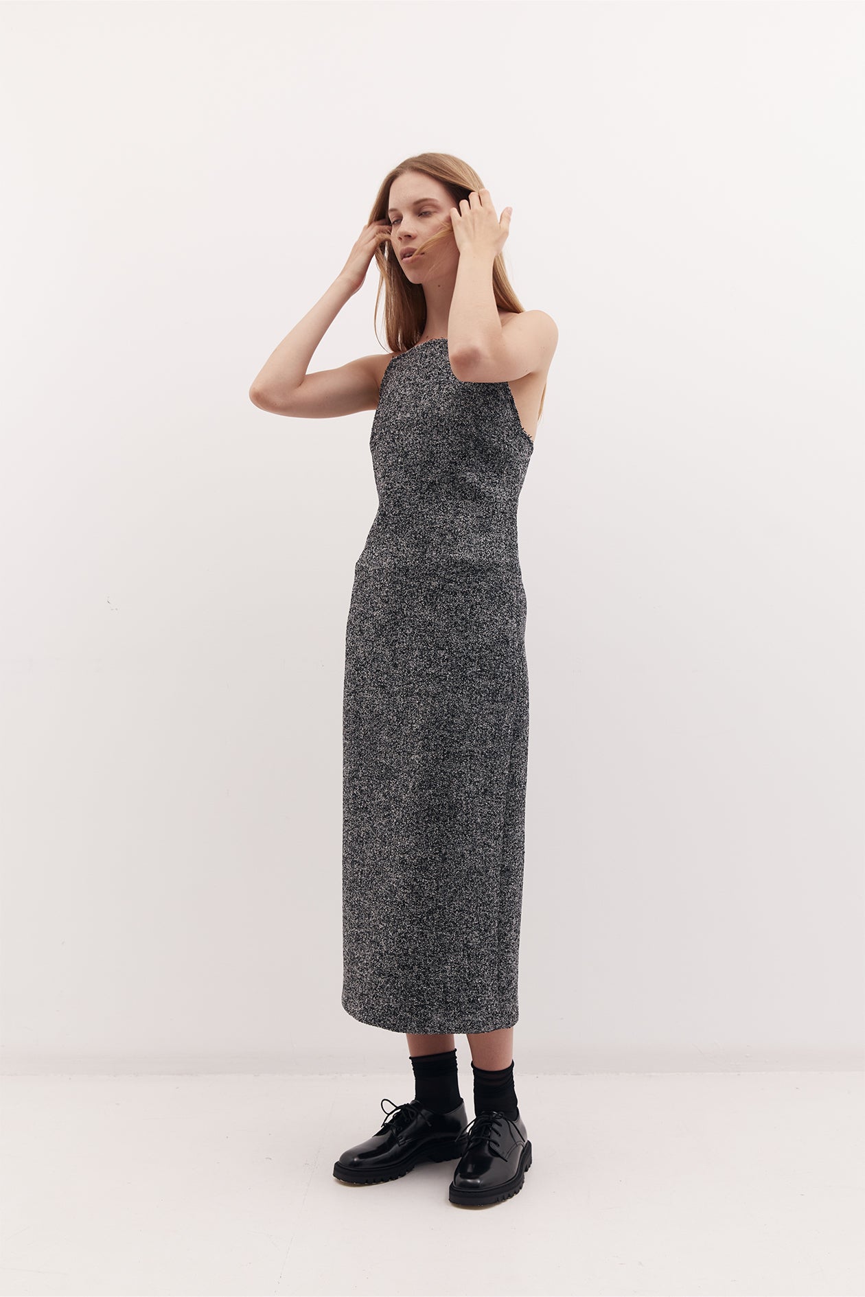 Harris Tapper Andree herringbone wool-blend midi dress