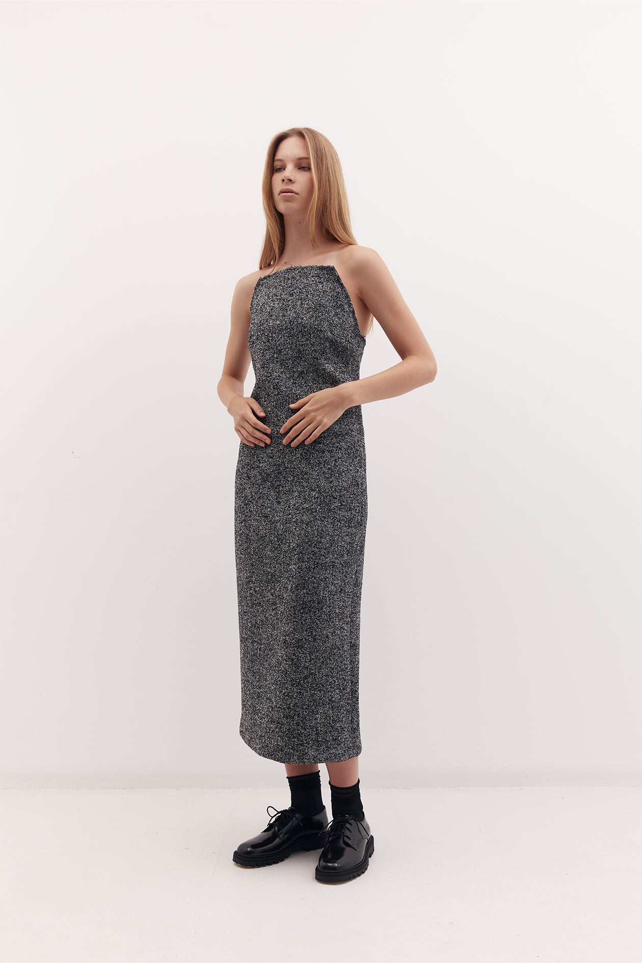 Harris Tapper Andree herringbone wool-blend midi dress