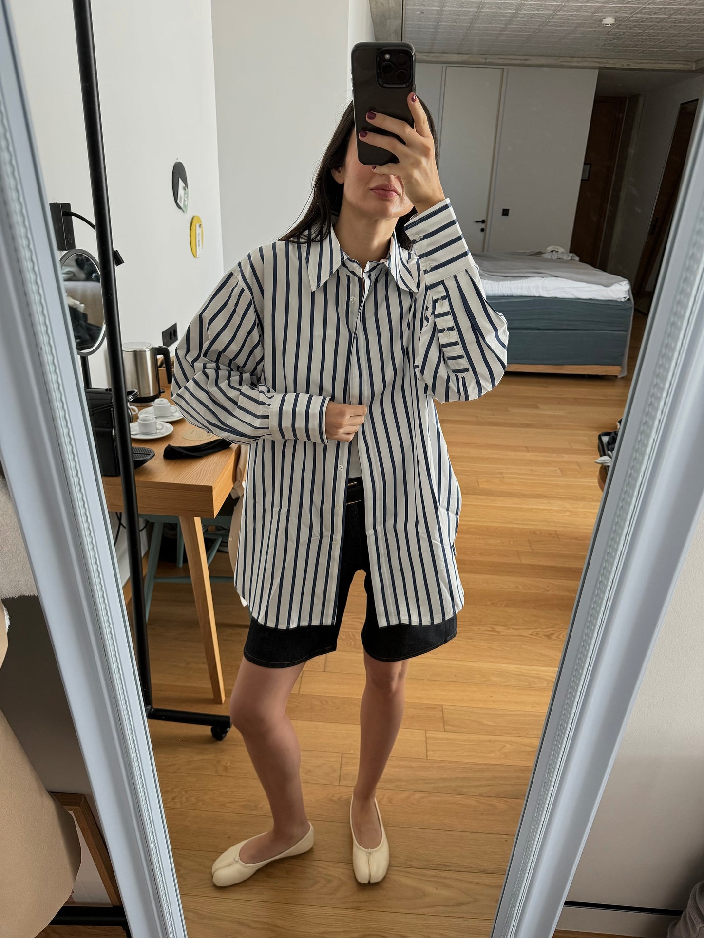 Striped oversized cotton-poplin shirt