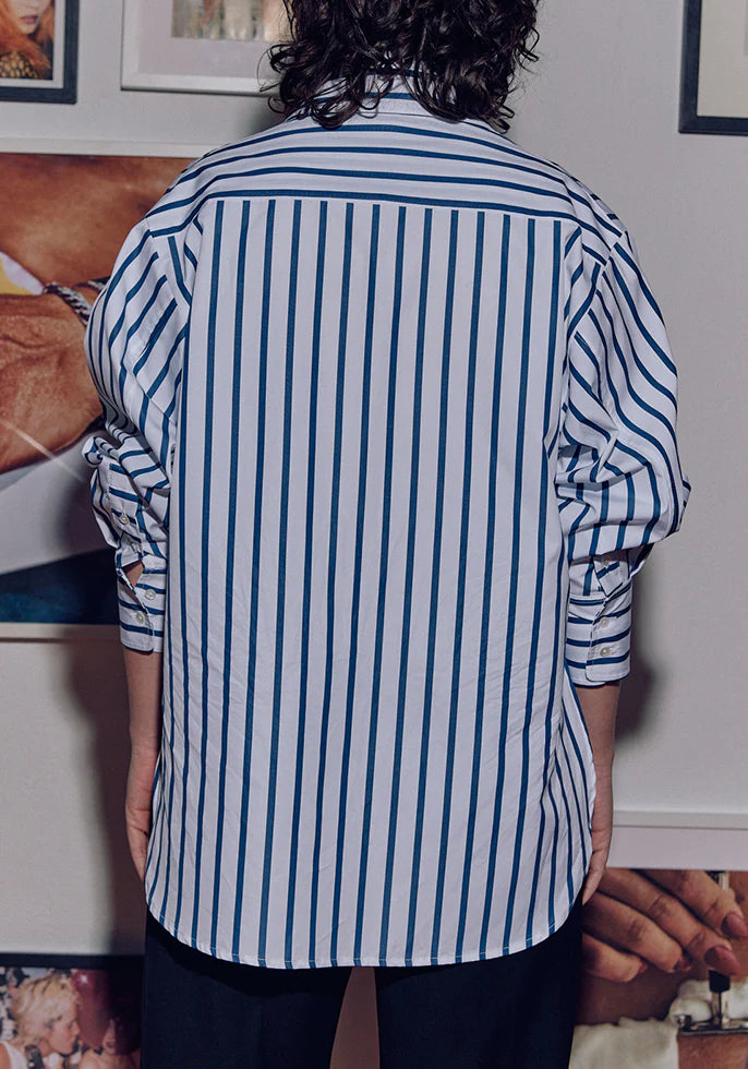 Striped oversized cotton-poplin shirt