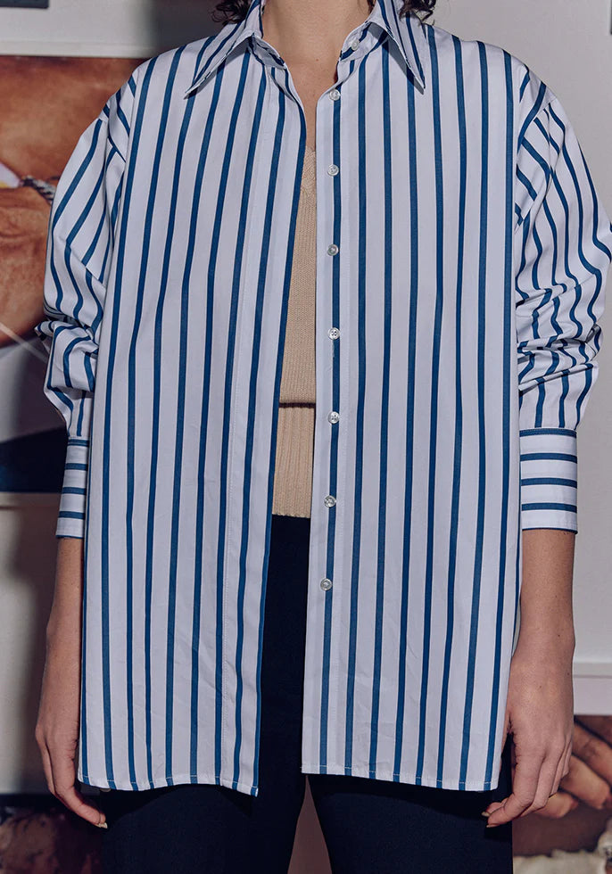 Striped oversized cotton-poplin shirt