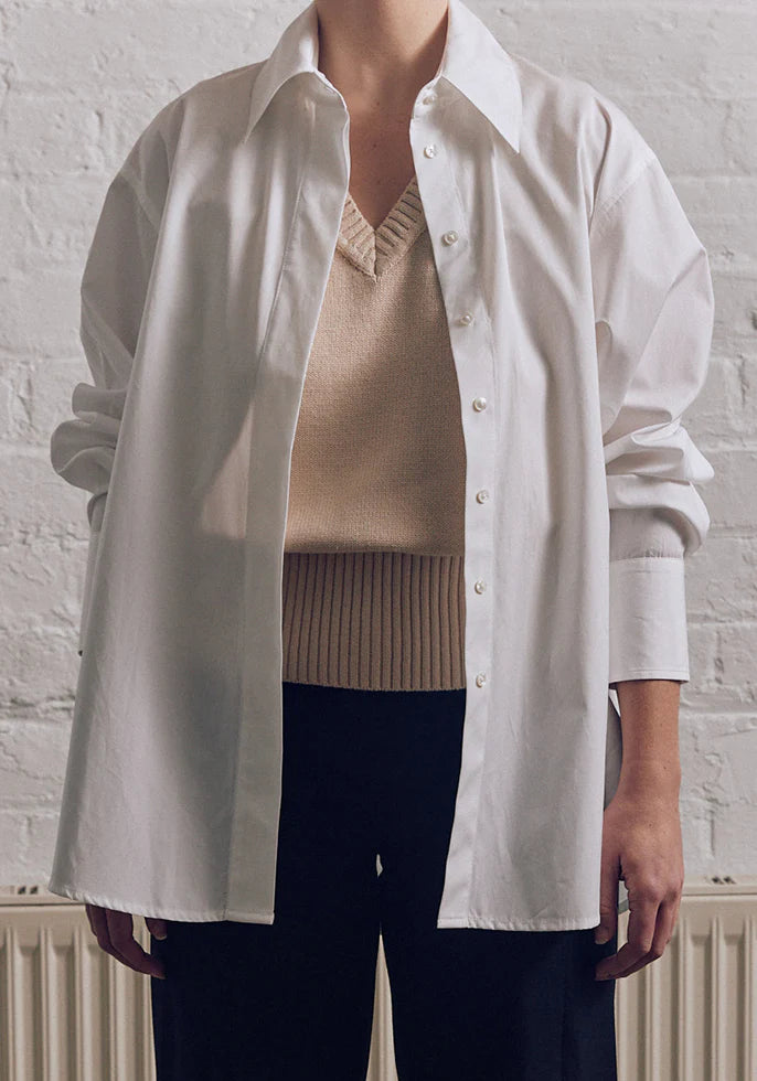 Oversized cotton-poplin shirt